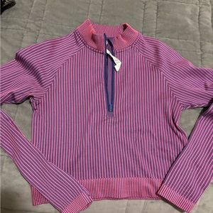 Lululemon fushia and blue striped cropped active sweater